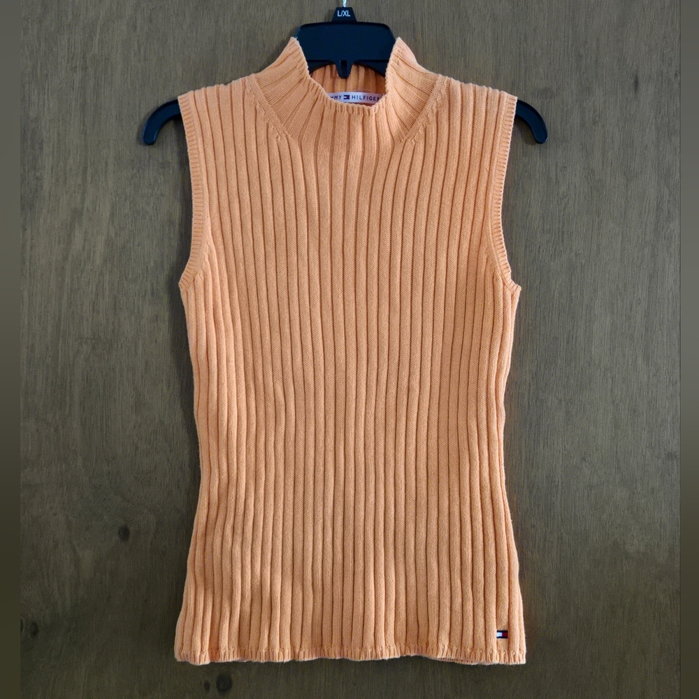 Tommy Hilfiger Orange Ribbed Sweater Tank Top